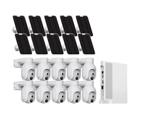 Solar PTZ CCTV 10 Camera Kit 10CH (White)